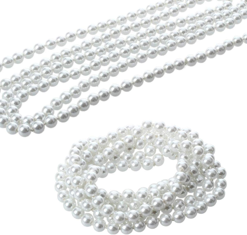 Kicko White Bead Necklace - 12 Pack - 48 Inch - for Kids, Party Favors, Stocking Stuffers