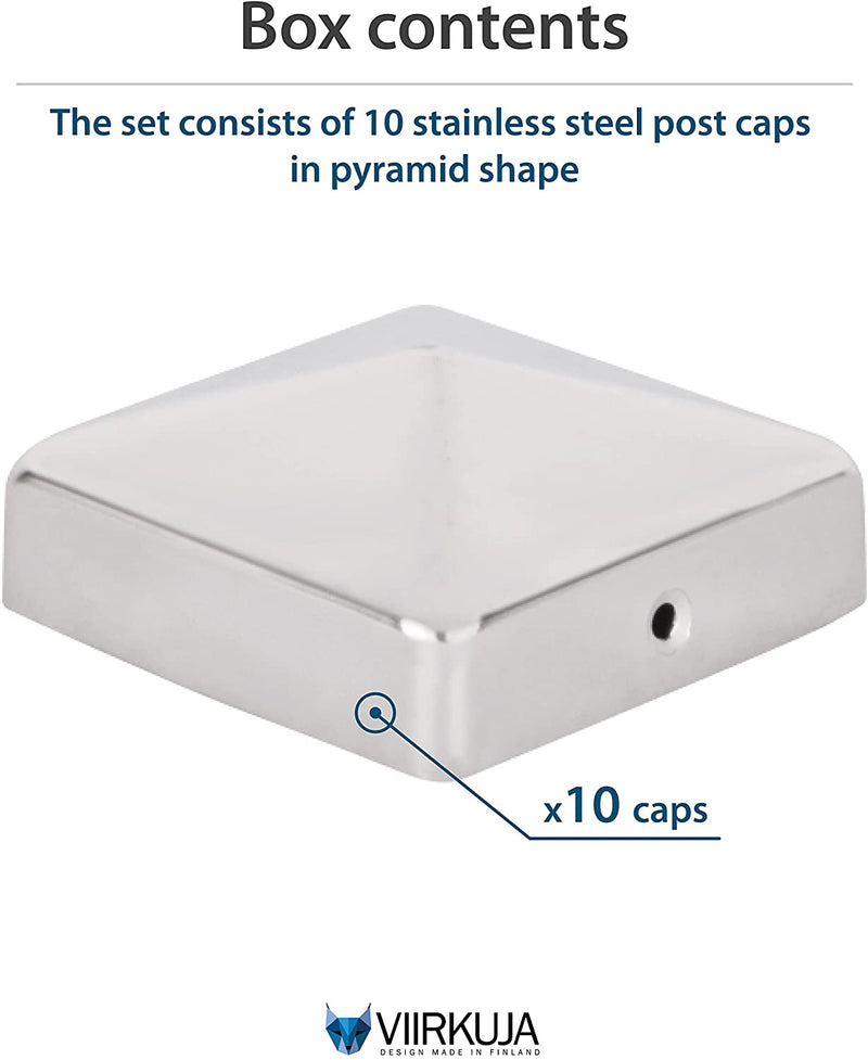10 x Post Caps for Fence Posts (70 x 70 mm) Galvanised Steel Pyramid Shape Cover Cap