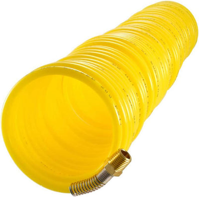 Katzco 25 Feet and a 1/4 Inch Air Compressor Recoil Hose - Coiled Tube with Swivel