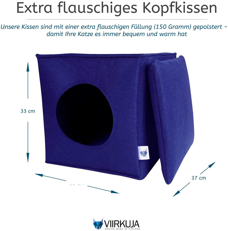 Filz cat cave in blue including pillows suitable for e.g. Ikea Expedit Kallax shelf