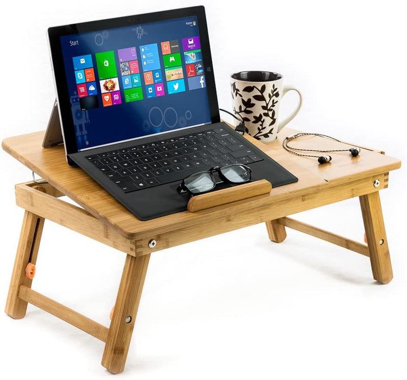 Aleratec Natural Bamboo Laptop Cooling Stand Up to 15 inch Bed Table Tray for Home