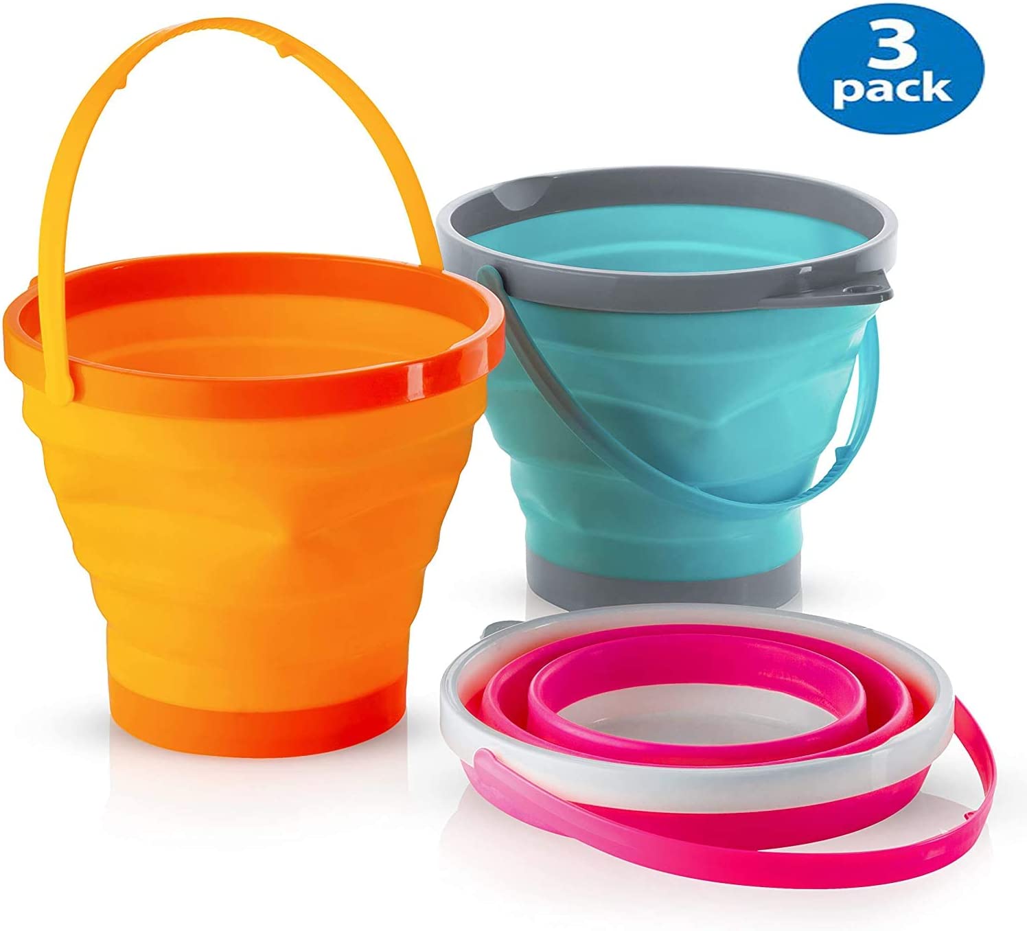 Large Foldable Pail Bucket Collapsible Buckets Multi Purpose For Beach, Camping Gear