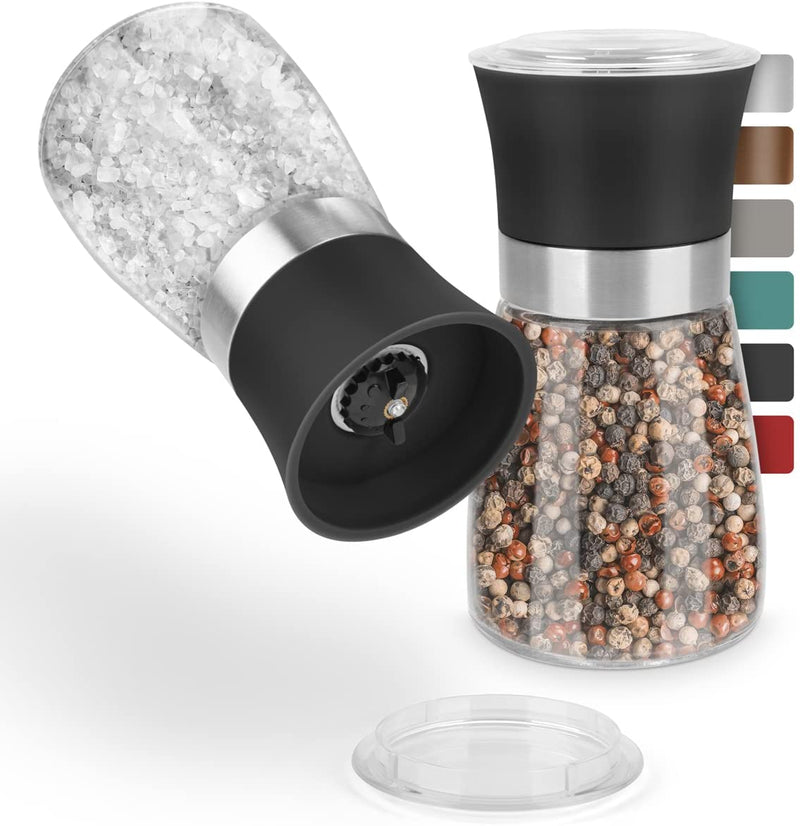 Spice mill 2 Set with adjustable ceramic grinder for salt pepper chili