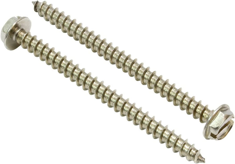 10 X 3" Stainless Slotted Hex Washer Head Screw, (25 pc), 18-8 (304) Stainless Steel
