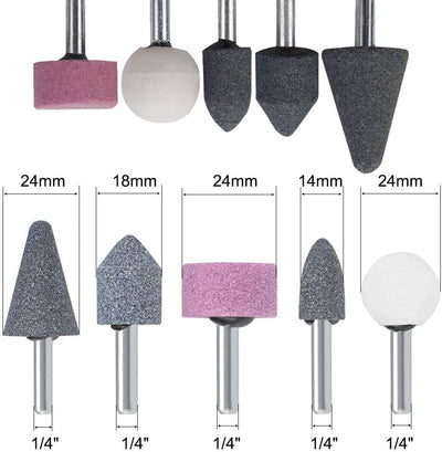Katzco Mounted Stone - 1/4 Inch Shank - 5 Pieces - Abrasive Disc for All Ferrous Metals