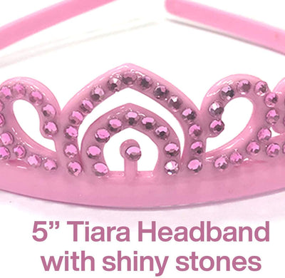 Kicko 5 Inch Plastic Tiara Headband - Princess Hairband for Girls - Pack of 12 Colored