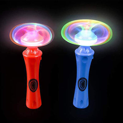 Kicko 8 Inch Light-Up Wands - 2 Pack - LED Orbit Spinner Toy - Red, Blue - for Carnival