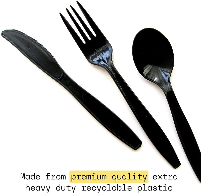 Kicko Black Plastic Knives - 108 Pieces - Disposable Cutlery for Birthday Parties