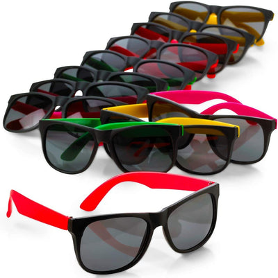 Kicko - Neon Sunglasses with Dark Lenses - 36 Pack 80s Style Unisex Aviators in Assorted
