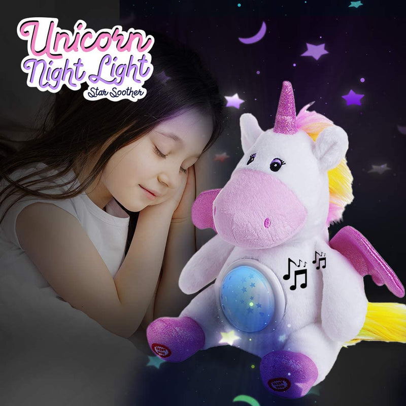 Dazmers Unicorn Star Projector Night Light for Kids - Unicorn Stuffed Animal Plush Toy