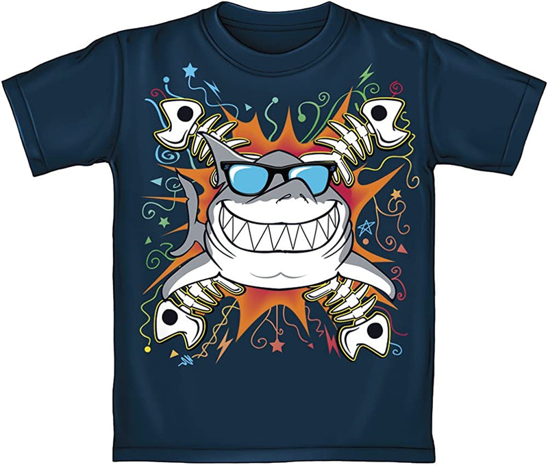 Shark Sunglasses (Glow in The Dark) Youth Tee Shirt (Large 10-12