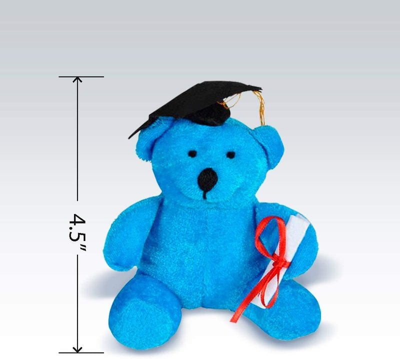 Kicko Adorable Graduation Bear - 6 Pack - 4.5 Inch Academic Plush Bears in Different