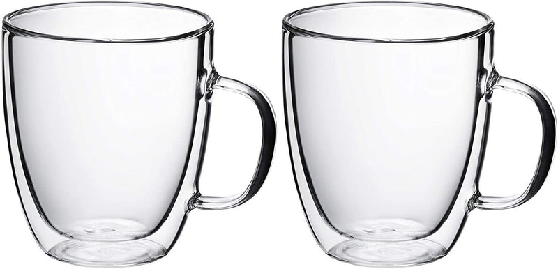 Double Wall Glass, for Tea, Coffee, Wine, Beer, and More, By Bruntmor, 15oz, Set