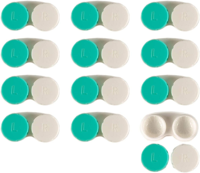 Contact Lens Case 12 Pack - Green Travel Safe
