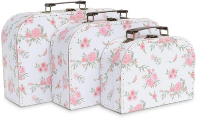 Jewelkeeper Paperboard Suitcases, Set of 3  Nesting Storage Gift Boxes for Birthday