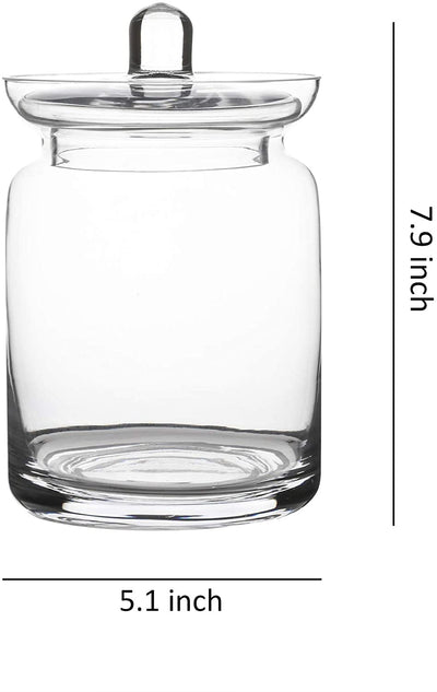 Whole Housewares Clear Glass Apothecary Jars-Cotton Jar-Bathroom Storage Organizer