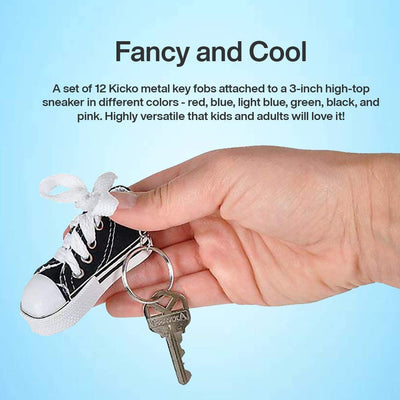 Kicko 3 Inch Sneaker Keychain - 12 Pack Mini Backpack Hook for Travelers - Keyring for Bag
