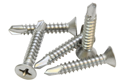 8 X 1'' Stainless Flat Head Phillips Self Drilling Screw, (50 pc), 18-8 (304) Stainless