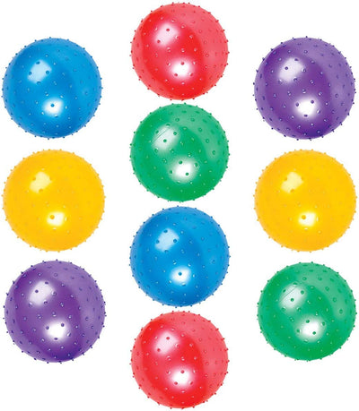 Kicko 9 Pack Knobby Balls 7-Inch - Assorted Colors. Sold Deflated - Sports Game, Fun, Play