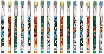 Kicko Sports Ball Multi-Point Pencils - 24 Pack - 5.5 Inch - Retro Pop a Point Stacking