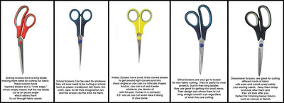 Katzco Stainless Steel Multi-Purpose Scissors Set - 5 Pieces Comfort Grip Scissors,