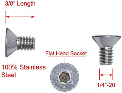 1/4"-20 X 3/8" Stainless Flat Head Socket Cap Screw Bolt, (100pc), 18-8 (304) Stainless