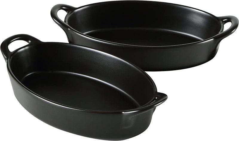Bruntmor Set of 4 Oval Au Gratin 8"x 5" Baking Dishes, Lasagna Pan, Ceramic Bakeware Ideal
