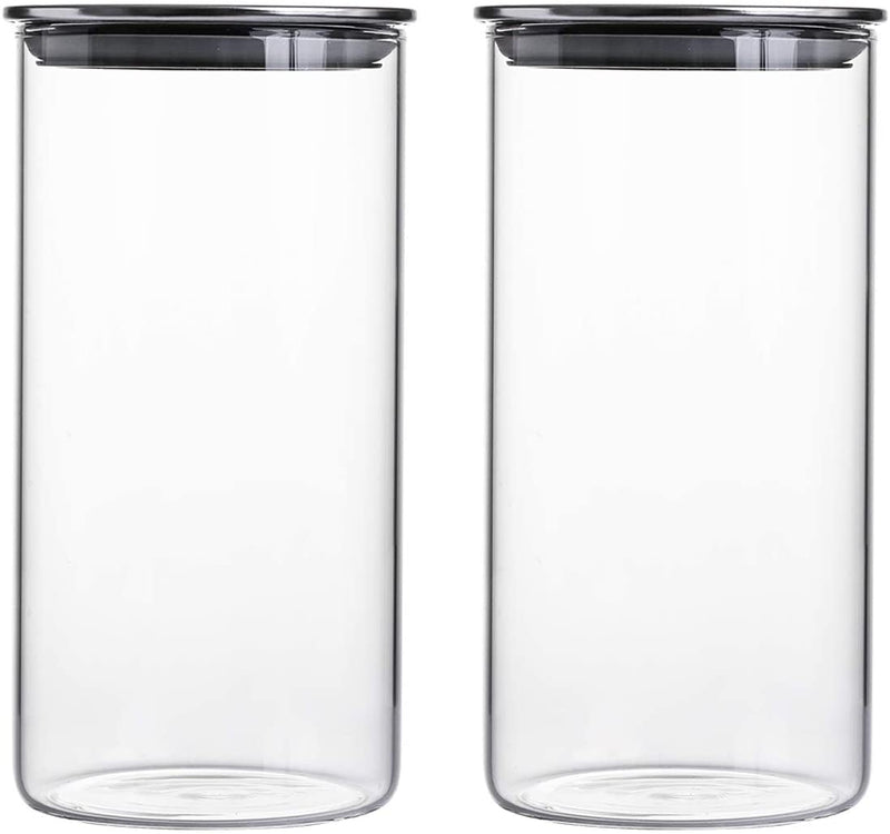 45 FL Ounce Clear Glass Canisters/Jars For Food Storage with Airtight Stainless Steel