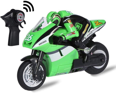 Top Race 4 Channel RC Remote Control Motorcycle Goes on 2 Wheels with Built in Gyroscope