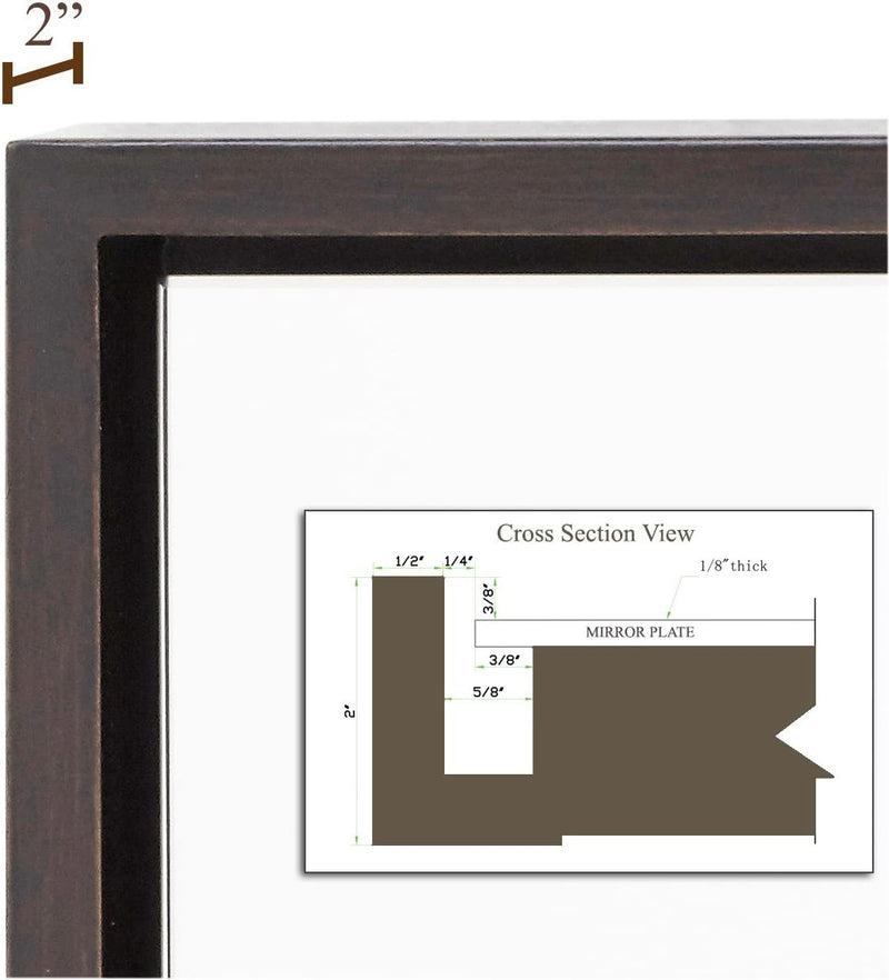 Clean Large Modern Black Frame Wall Mirror 30" X 40" Contemporary Premium Silver Backed
