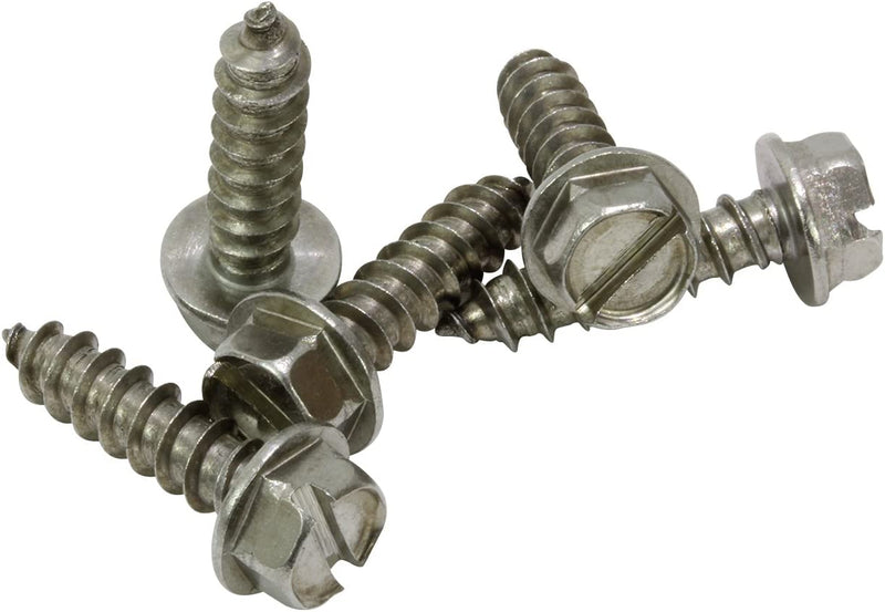 12 X 1-1/2" Stainless Slotted Hex Washer Head Screw, (25 pc), 18-8 (304) Stainless Steel