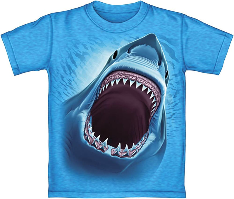Great White Shark Turquoise Heathered Youth Tee Shirt (Kids Medium