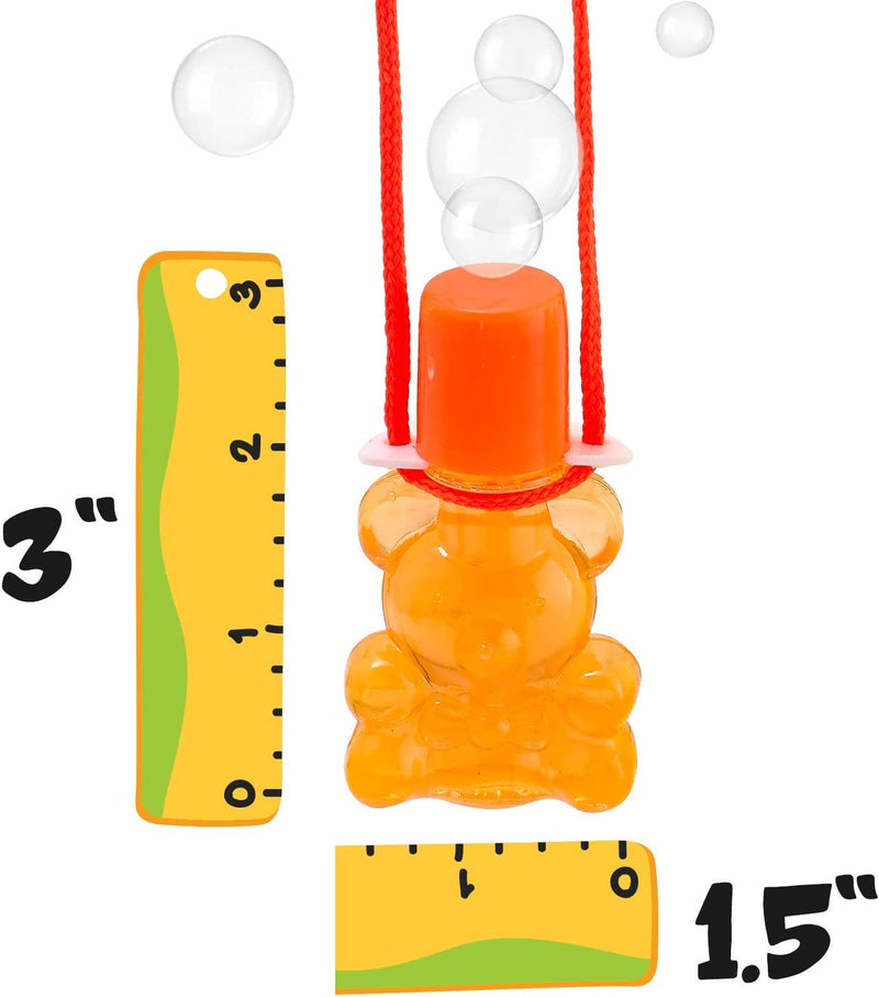 Kicko Bear Bubble Bottle Necklaces - Pack of 12 - Bottle 1.5 X 3 Inches, 30 Inch Cord