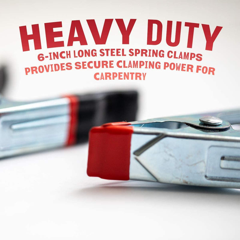 Katzco 6 Inch Heavy Duty Spring Clamp Pack Of 2 - Easy Grip Ergonomic Handle-