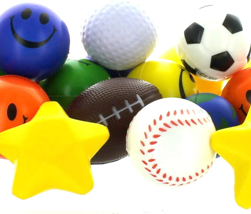 Kicko Stress Ball Toy Assortment - 25 Pieces - Cool and Fun Squishy and Relax Toy Stress