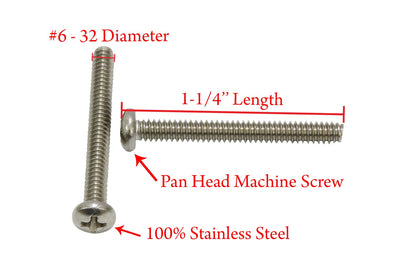 12-24 X 2" Stainless Pan Head Phillips Machine Screw (25 pc) 18-8 (304) Stainless Steel