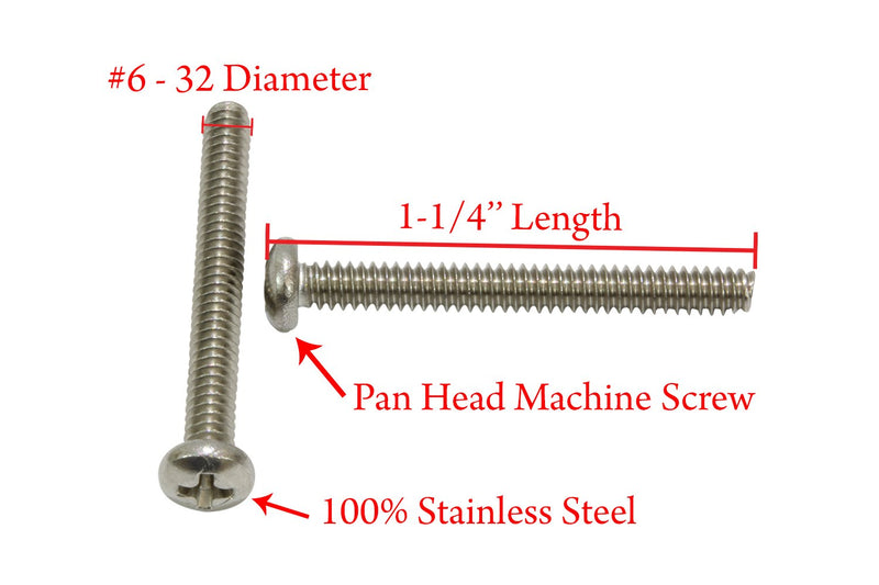 4-40 X 1" Stainless Pan Head Phillips Machine Screw (100 pc) 18-8 (304) Stainless Steel
