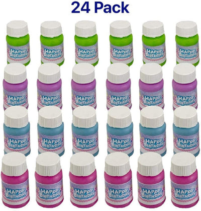 Kicko Happy Birthday Bubbles Assorted Color Mini 1 Oz Bubble Bottles 24 Pack -