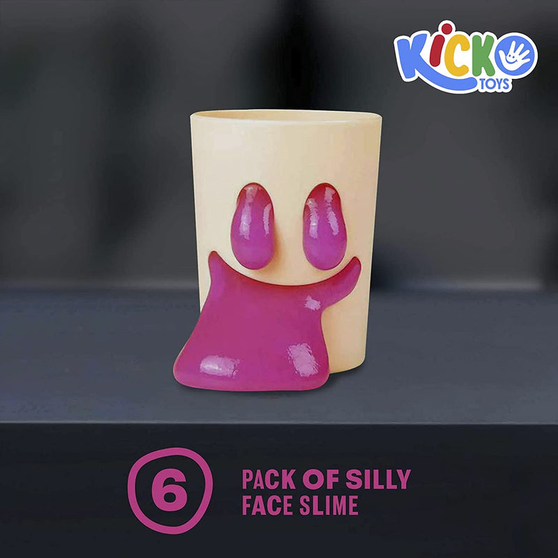 Kicko Silly Face Slime - 6 Pack - Noise Colored Putty in 3 Inch Container - Kneading