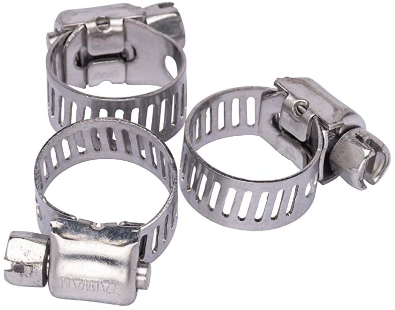1/4" to 5/8" Diameter Mini Stainless Hose Clamp, 5/16" Wide Band, (4) 300 SS, 18-8 S/S