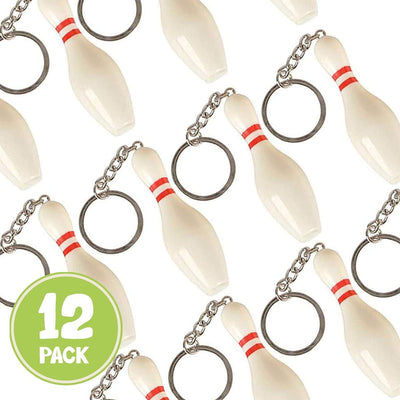 Kicko Bowling Pin Keychain - 12 Pack - Assorted Bag Charm - Party Favor, World Cup Fan