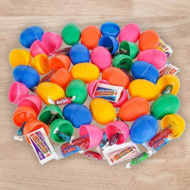 Kicko Candy Filled Egg Container - 10 Pack - 2 Inch Assorted Colors Plastic Pre-Filled