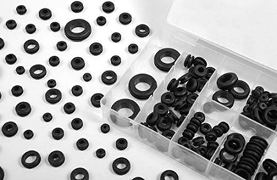 Katzco 180 Piece Rubber Grommet Kit Assortment - Heavy-Duty Pieces in Different Sizes