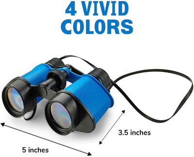 Kicko Toy Binoculars with Neck Strings - 4 Pack - 3.5 x 5 Inches - Colorful Novelty Binos