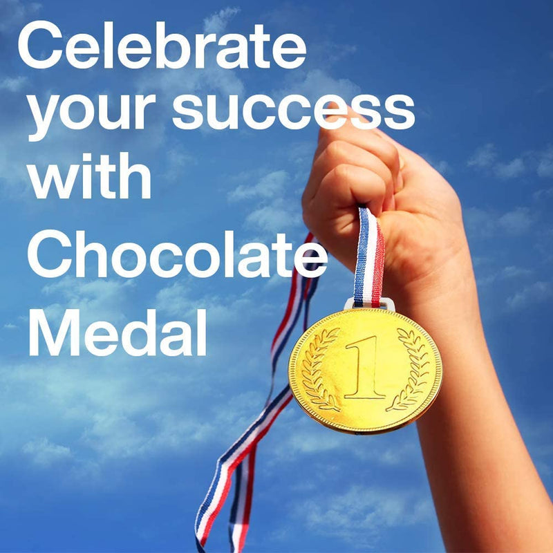 Kicko Milk Chocolate Gold Medallion with Ribbon - 1 Set of 24 Pcs - 0.8 Ounces Each - 3