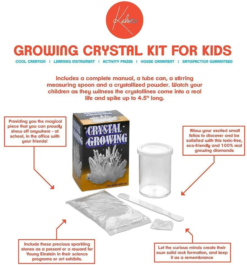 Kicko Growing Crystal Kit for Kids - 6 Sets 4.5 Inch Magic Clear Jewelry Set - Ideal Skill