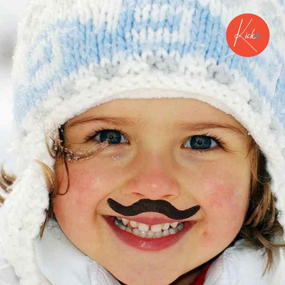 Kicko Party Black Mustache - 12 Adhesive Whiskers for Kids and Adults Costume Play