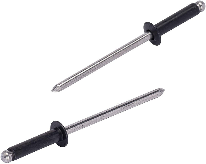 44 Black Aluminum Coated Aluminum Rivets (100pc) 1/8" Diameter, Grip Range (3/16" - 1/4"