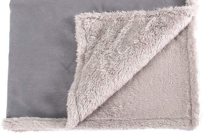 Fluffy dog blanket for car couch washable dog mat for on the way gray