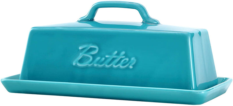 Bruntmor Elegant Ceramic Butter Dish with Lid, Covered Butter Keeper - Handle Design